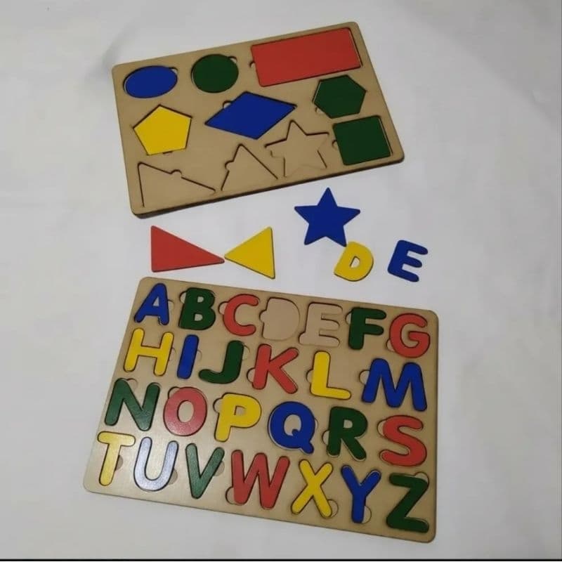 Kit Pedagogico Alfabeto Movel E Formas Geometricas Movel quebra cabeça educativo pedagogico