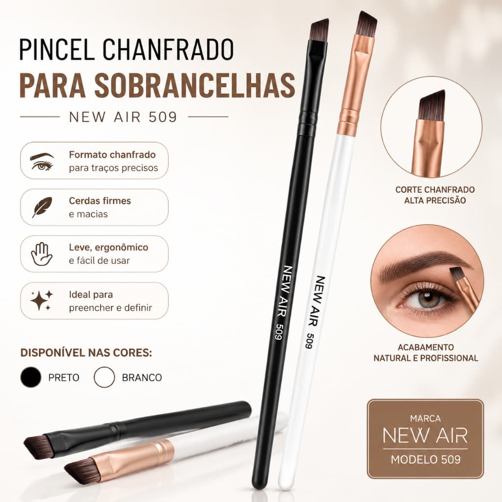 Pincel Aplicador de Henna Chanfrado Sobrancelha Profissional  New Air 509 Precisão