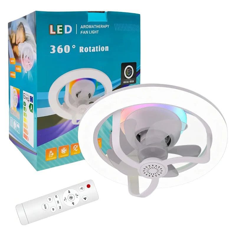 Ventilador De Teto 50W Silencioso Com Luz Controle Remoto Branco Frio Branco Quente Large Air Volume
