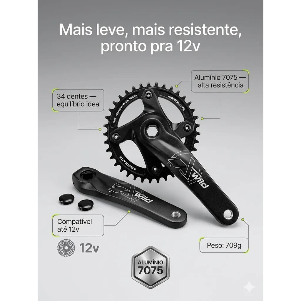Pedivela Absolute Wild 34d 175mm Durável - Lançamento 2026