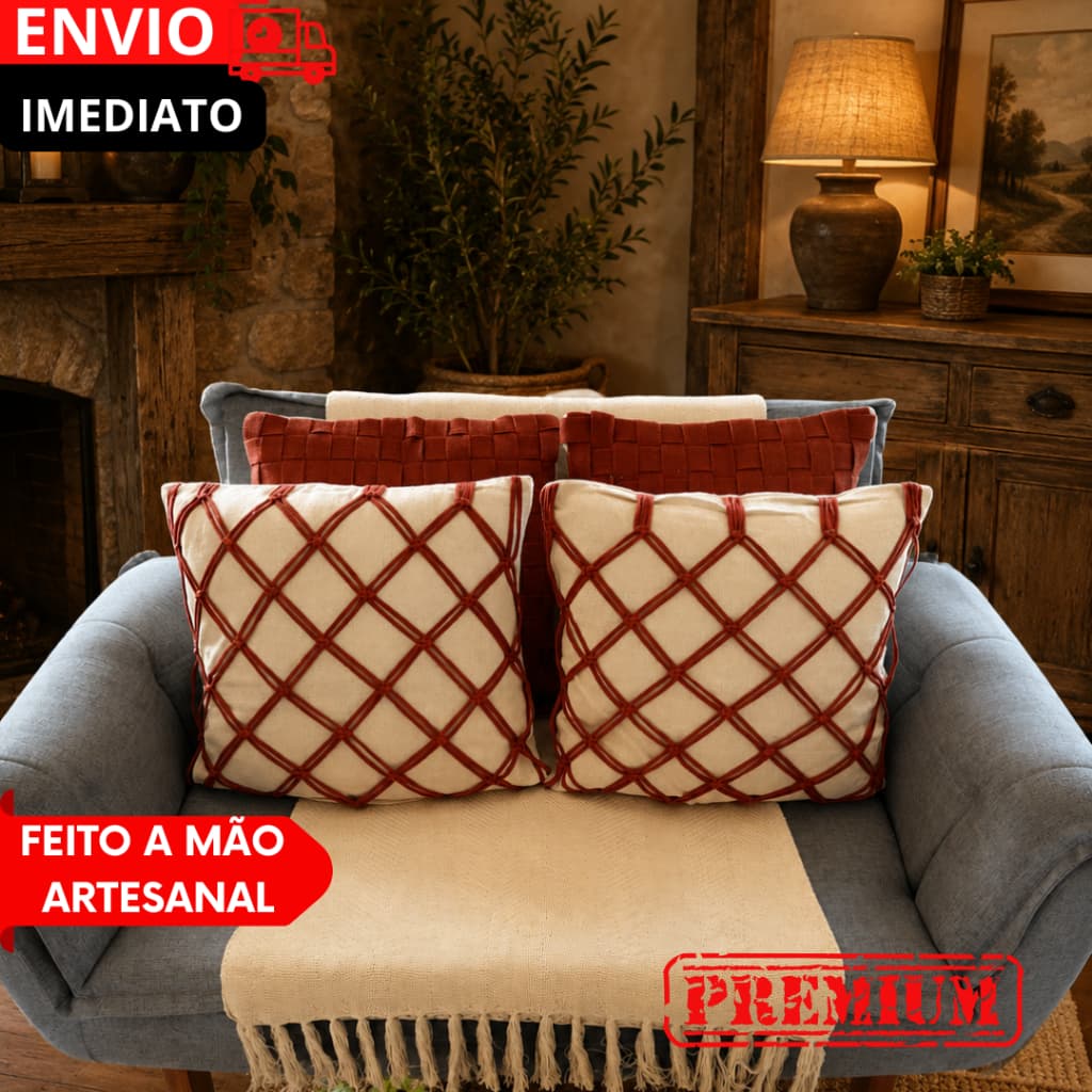 1/2/3/4 Capas de Almofadas Kit Luxo Algodão Artesanal Premium Elegante Decoração Sala, Sofá e cama..