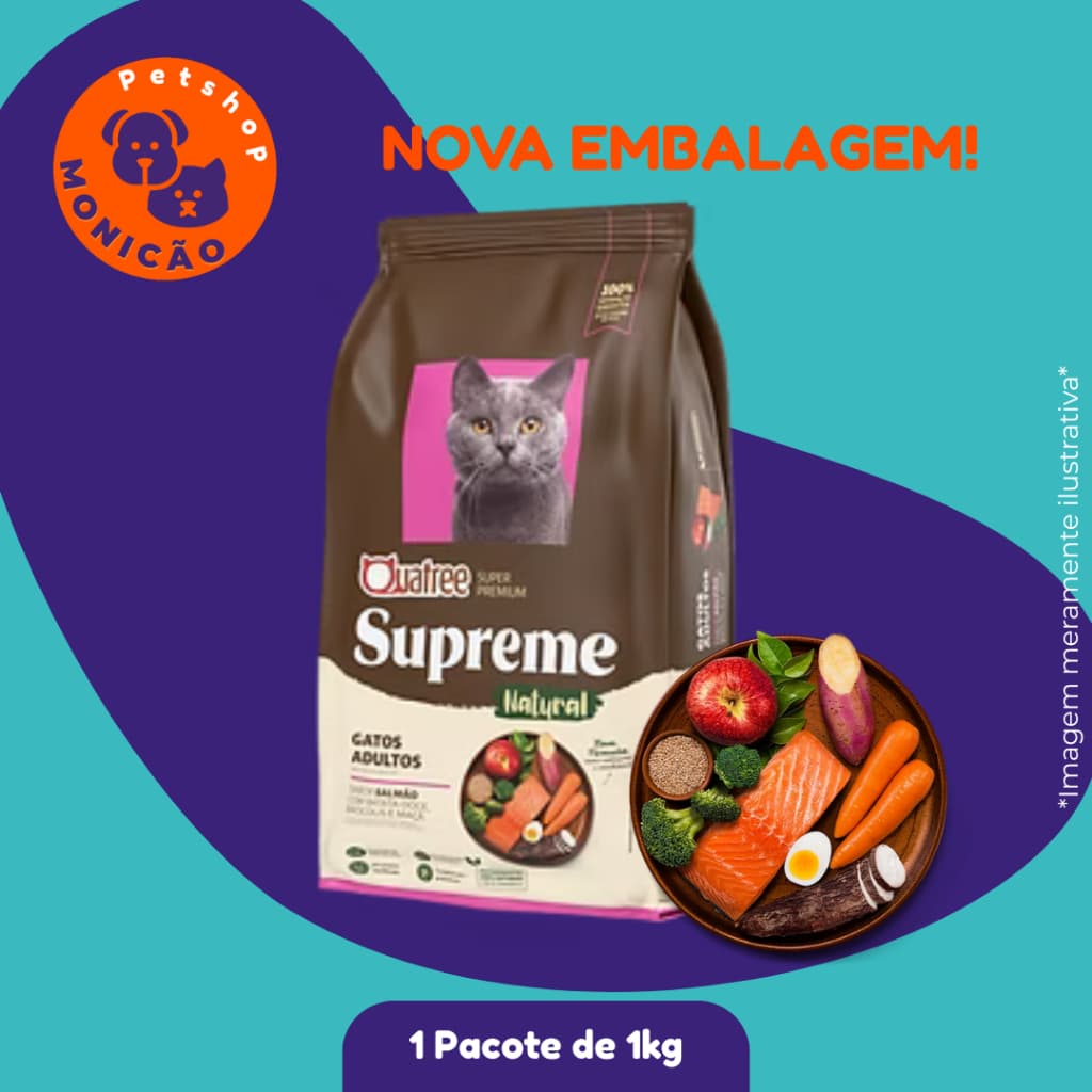 Quatree Supreme Salmão & Batata doce para Gatos Adultos - 1KG
