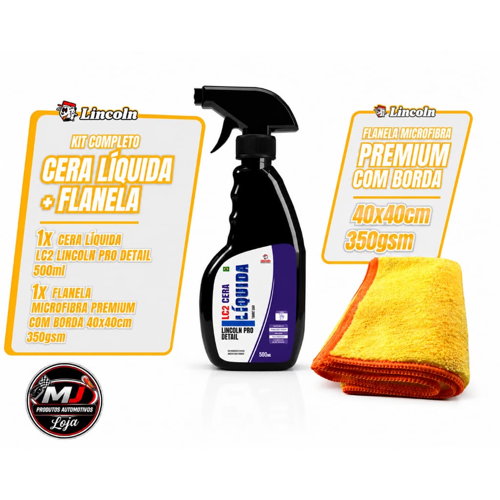 Kit Cera Lincoln LC2 Spray + Flanela Premium Microfibra Lincoln