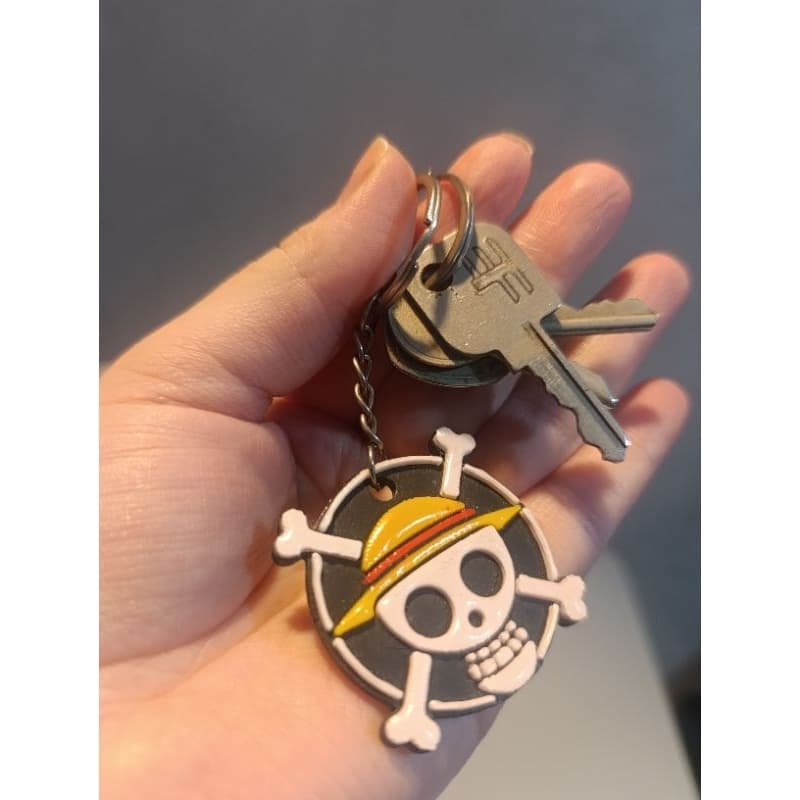 Chaveiro One Piece Jolly Roger Luffy - Premium 3D Action Figure p/ Mochila e Chaves