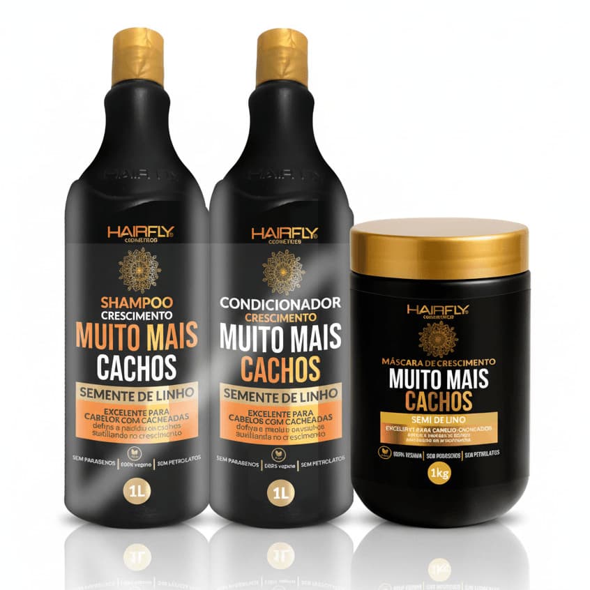 Kit Completo - Shampoo, Condicionador e Máscara Muito Mais Cachos Hair Fly