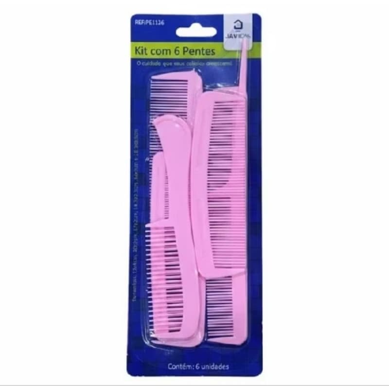 Pente para Cabelo e Penteados  kit c/ 6 pentes
