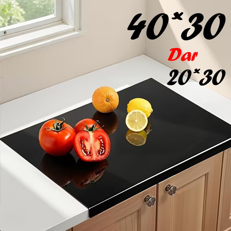 Tábua de Corte PET Grande Preta Food Grade – Alta Resistência, Antirriscos, com Aba Protetora para Cozinha
