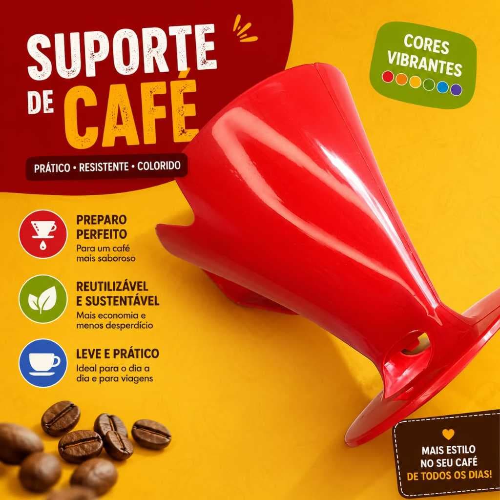 Suporte Para Filtro Coador de Café Plástico Resistente Cores Sortidas