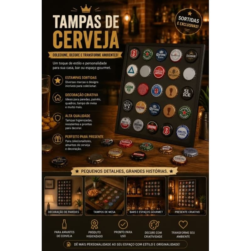 Tampa de Garrafa Sortidas Decorativas Jogo Com 25 Unidades