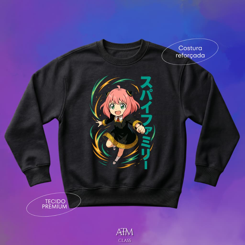 Moletom Casual Anya Forger anime Spy X Family tecido premium postagem rápida