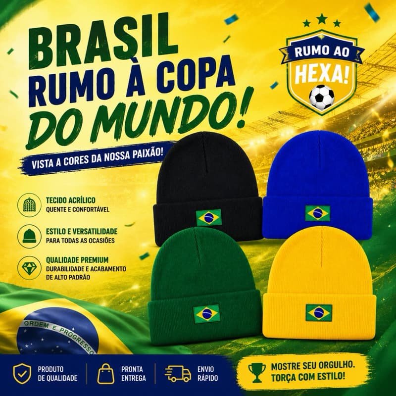 Touca Brasil Copa do Mundo Unissex