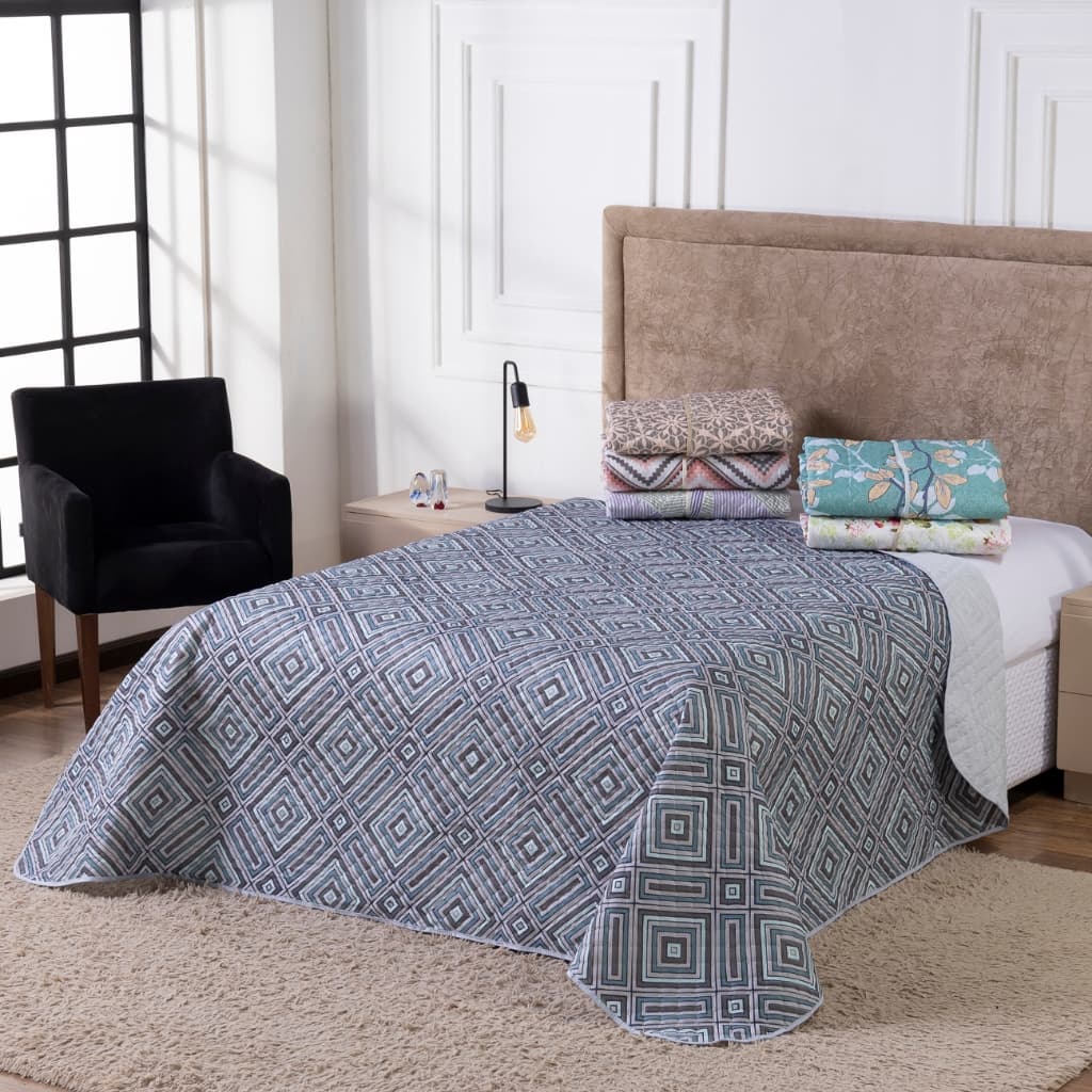 Cobre Leito Matelado Ultrassônico Casal Padrão 1 Peça Estampado ou Liso Decoração