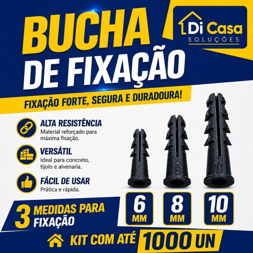 Bucha com Aba/Anel Para Parede Kit Com Até 1000un 6mm/8mm/10mm
