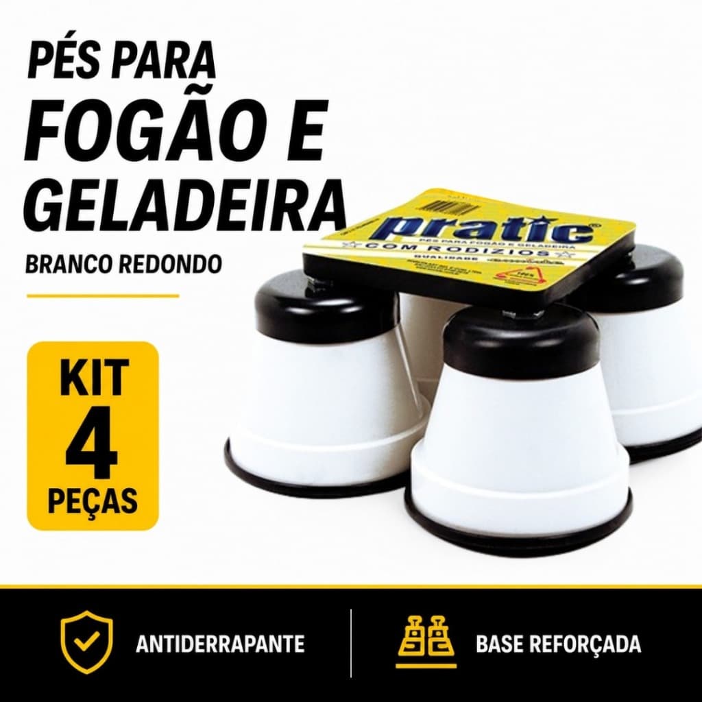 PÉ NIVELADOR FOGÃO E GELADEIRA BRANCO REDONDO