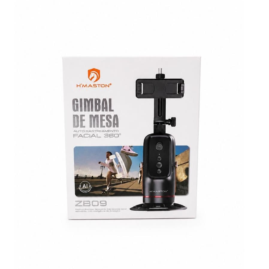 Gimbal de Mesa H'maston ZB09 Estabilizador com Sensor de Movimento Rastreio Facial 360 Graus Rotativo p/ Celular Smartph