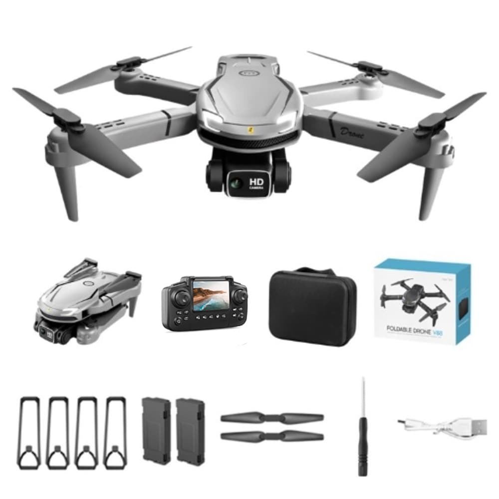 DLI Mini Drone V88 Dual Camera com Controle Remoto Tela 2 Bateria Wifi FPV