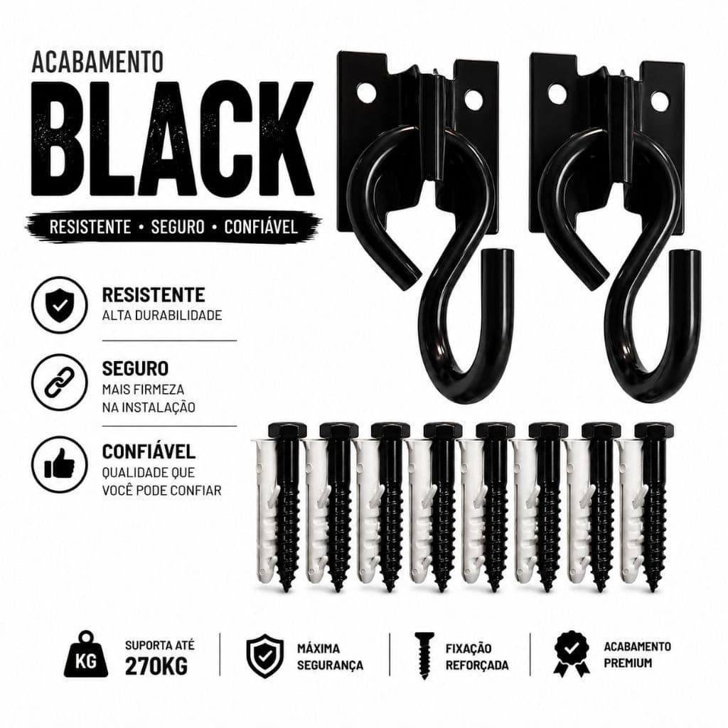 Kit Gancho De Rede Black Completo 270kg