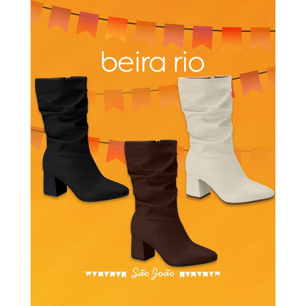 Bota beira rio franzida enrrugada slouch cano médio salto bloco médio 6cm conforto amassada country envio rápido