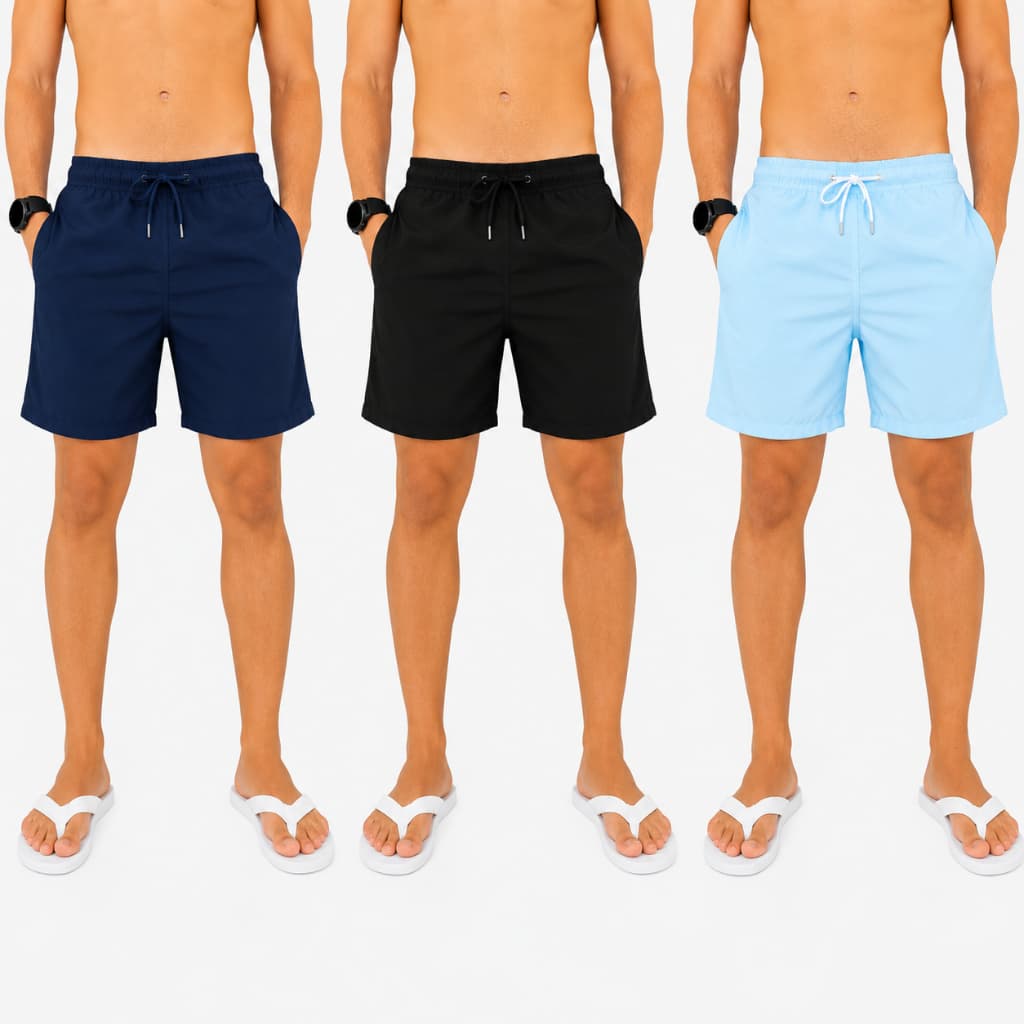 Kit 3 Short Masculino Bermuda Tactel Elastano Premium Cordão Ajuste Secagem Rápida Treino Praia Academia | PROMOÇÃO