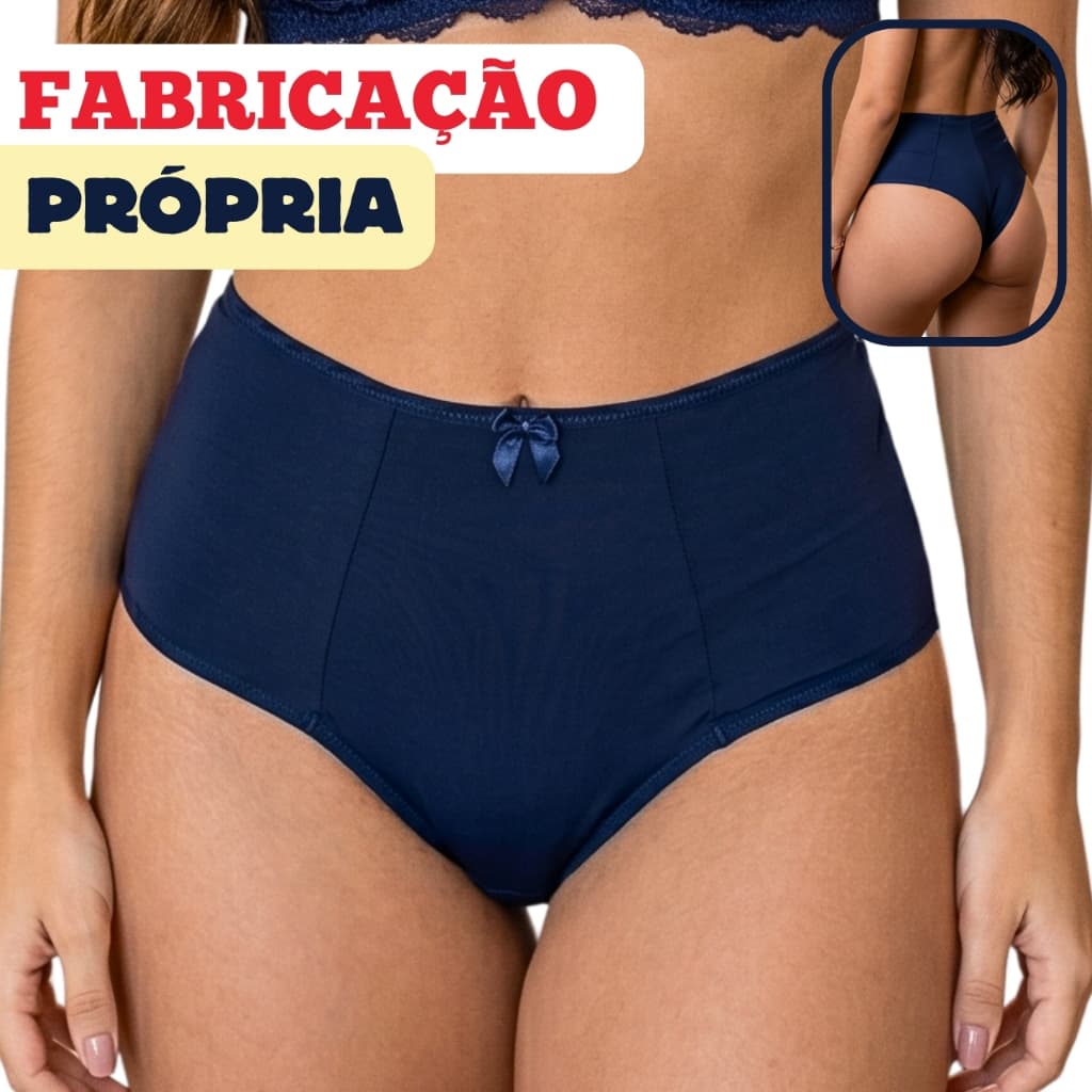 Kit 5 Cinta Modeladora Feminina Pala Dupla Fio Duplo Calcinha Cintura Alta Lisa Calcinha Cós Alto Segura Barriga