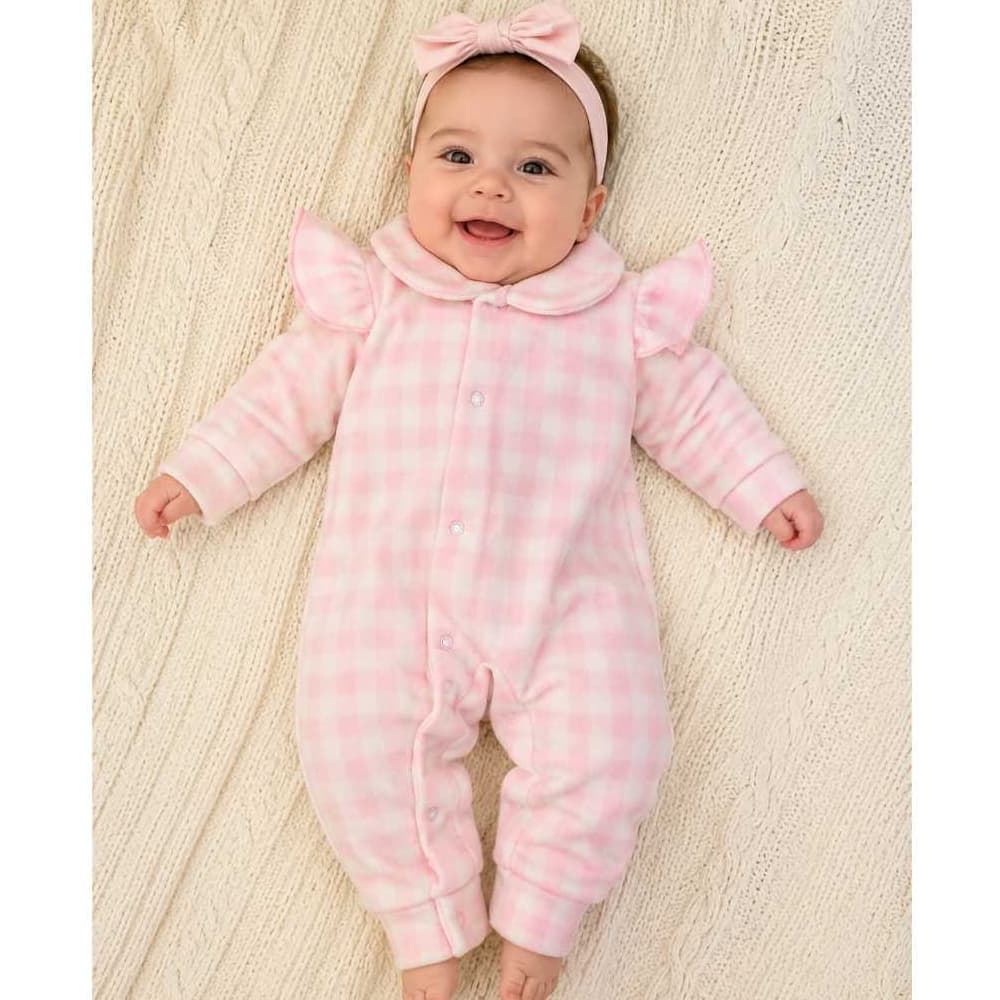 Macacão para bebê de soft com babado nos ombros
