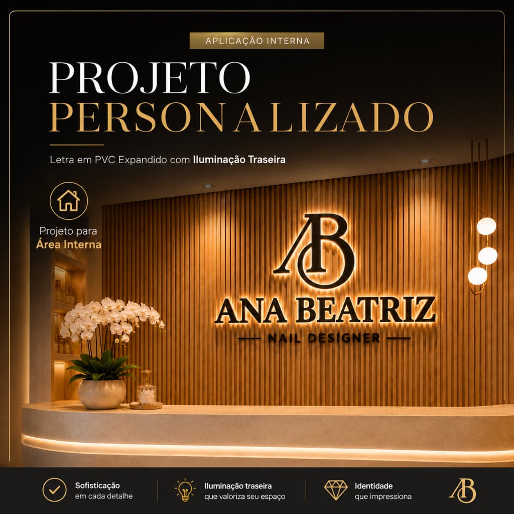 Letra Caixa com LED Letreiro Personalizado em PVC Expandido, Letra com led, Projeto Ana Beatriz