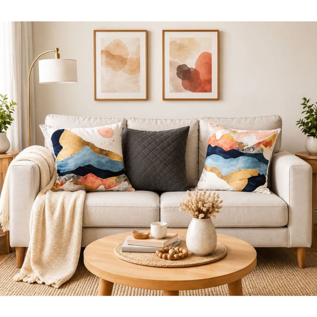 Kit Capa Almofada Com Zíper 3 peças 45 x 45 cm Suede Luxo Estampada Toque Macio Decorativa Sem Enchimento