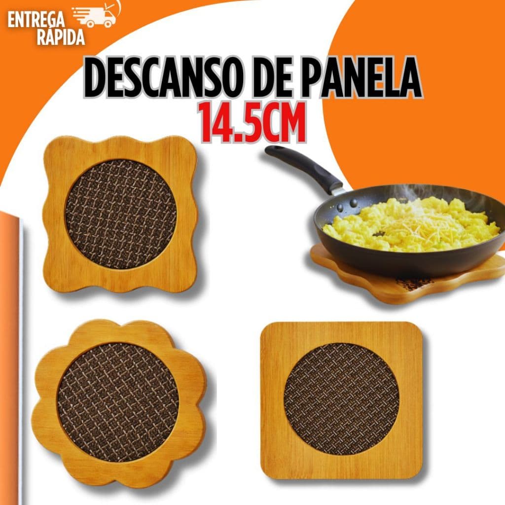Descanso de Panela Bambu Casa Cozinha Jantar Premium Prático, Protege a Mesa Quente Premium