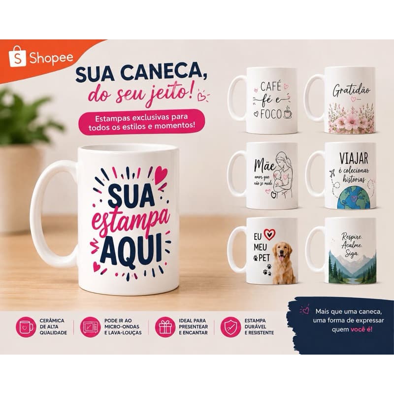 Caneca com Sua Arte Personalizada | Presente para Namorado, Mãe, Amiga/ foro e frase do seu jeito