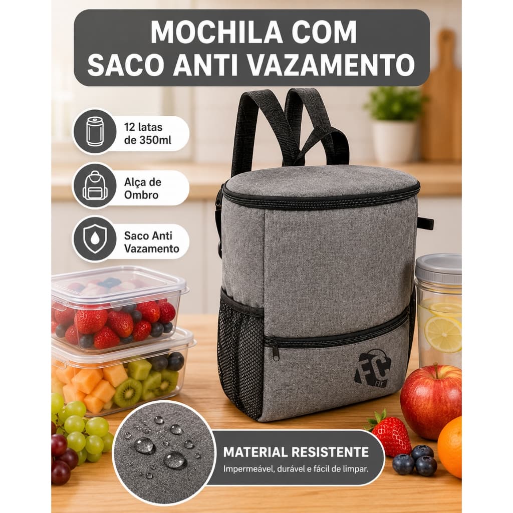 Mochila Termica 10l Grande Praia Cerveja Envio Imediato Cinza Promocao