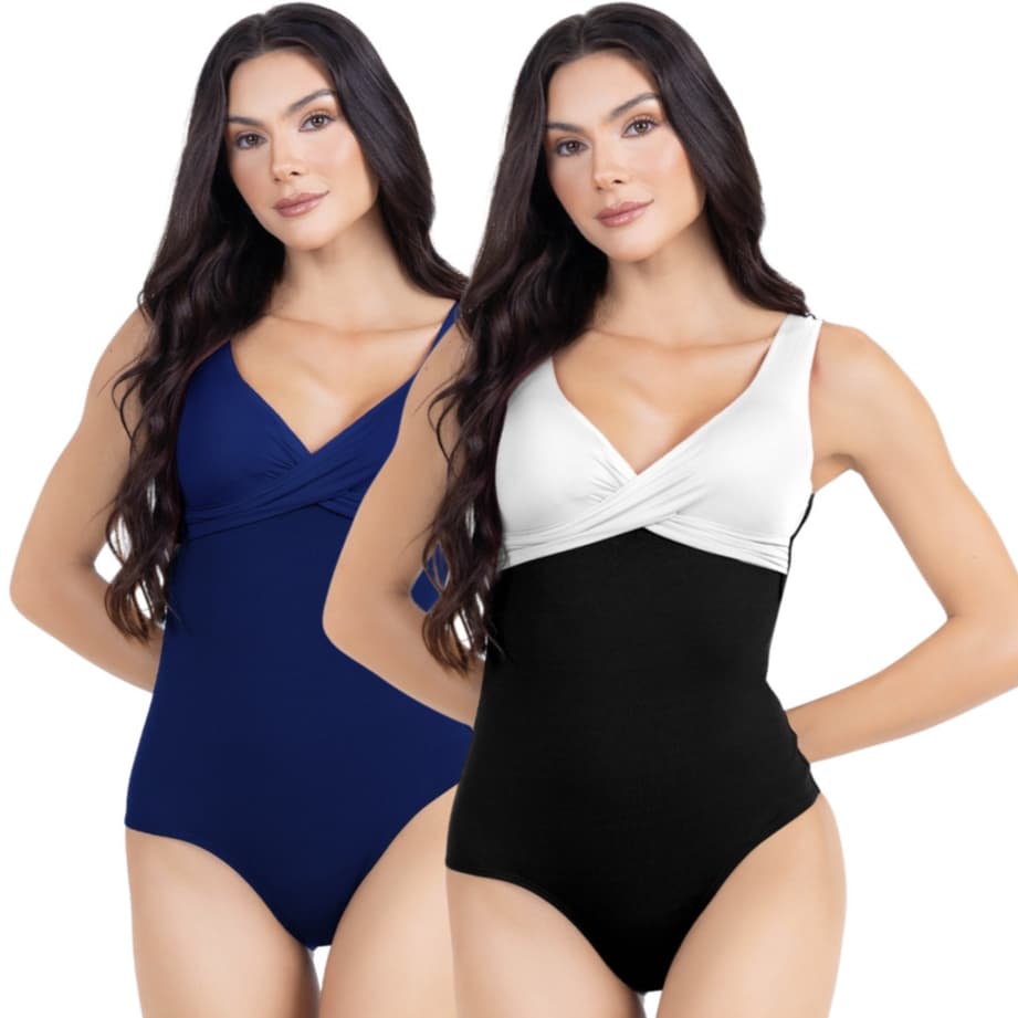Maiô Body Efeito Chapa Barriga Kit 2 Peças Feminino Com Bojo Todo Forrado Moda Praia 2024