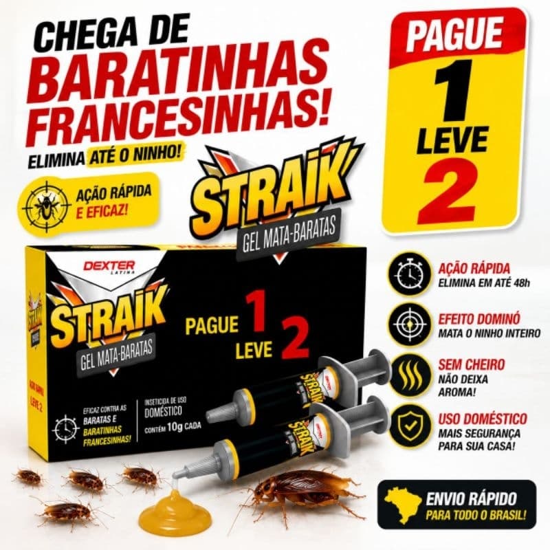 Gel mata barata , baratas francesinha — Straik 10g