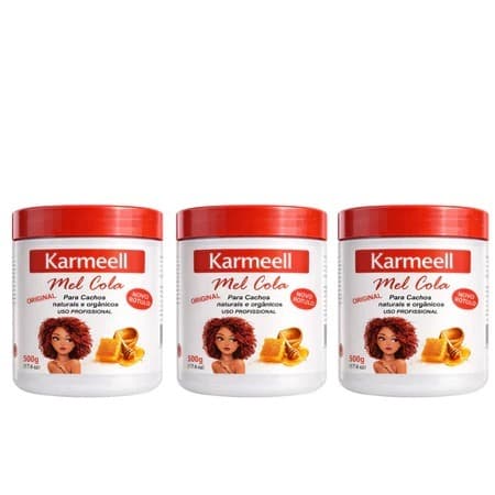 Kit 3 Mel Cola Karmeell Definição para Cachos Naturais 500G Envio Rápido