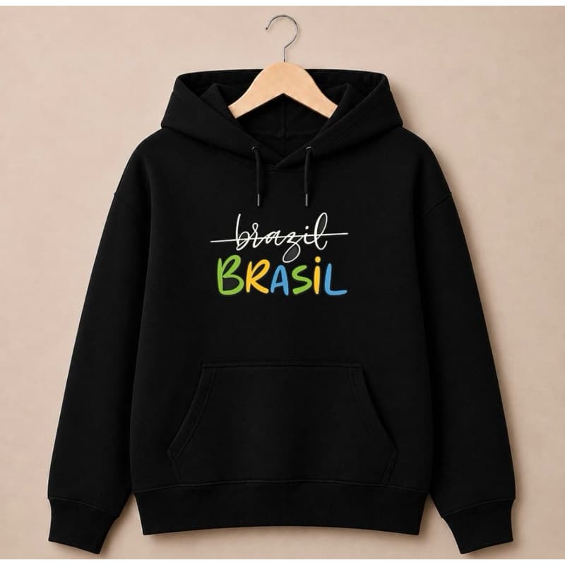 Moletom Queridinho Blusa De Frio Unissex Estampa Brasil Casaco Capuz e Bolsos Flanelado Quentinho Envio Rápido