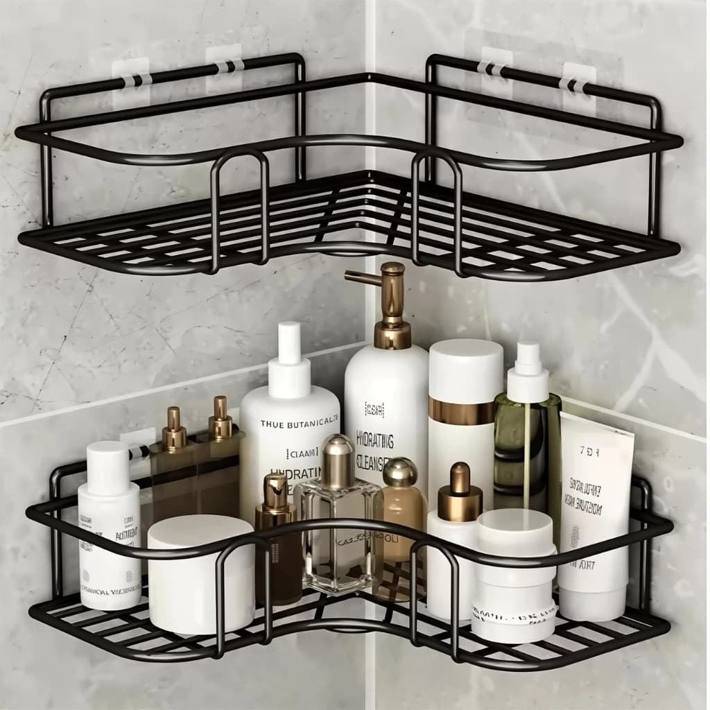 Prateleiras para Banheiro com Suporte e Alto Adesivos – Organizador de Shampoo, Sabonete, Cozinha e Lavanderia
