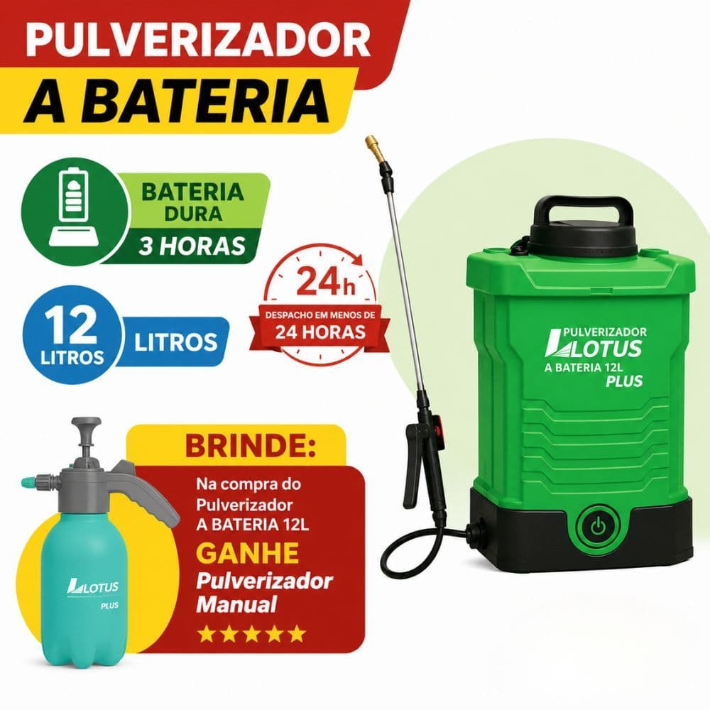 Pulverizador Elétrico 12L (12000ml) Lotus + Pulverizador Manual 2L