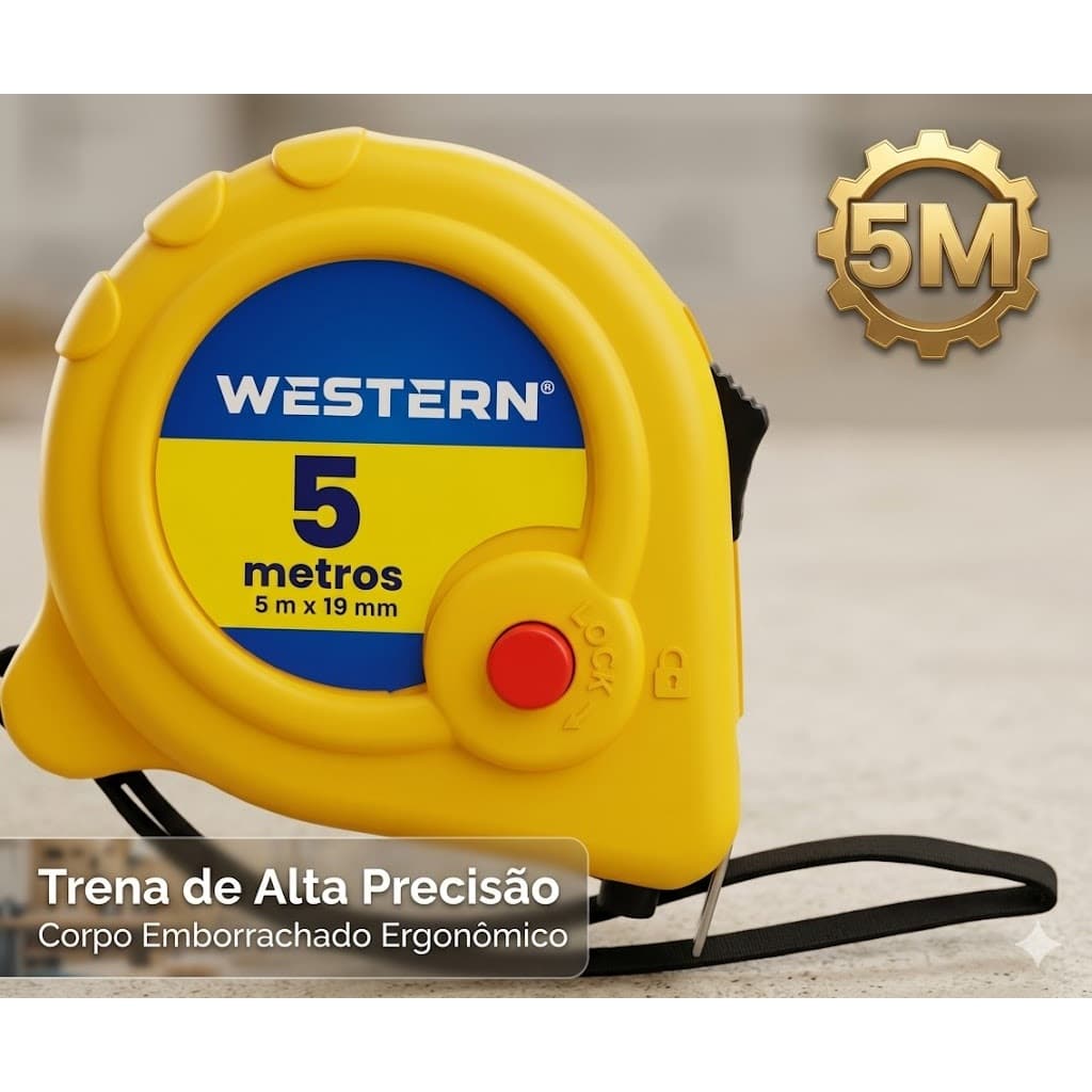 Trena 5 Metros Com Imã Na Ponta 3 Travas E Alça De Pulso Western