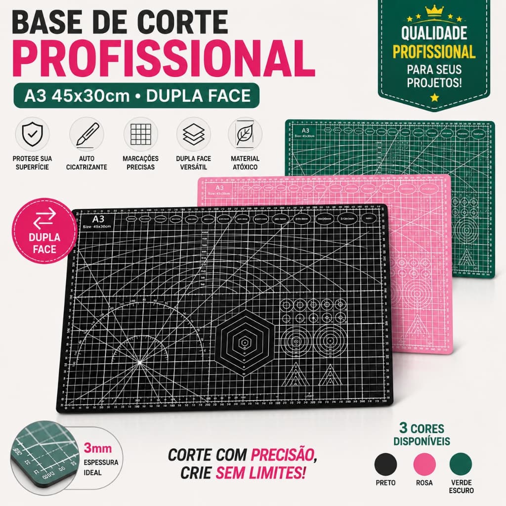 Base De Corte A3 45x30 Dupla Face Patchwork Profissional