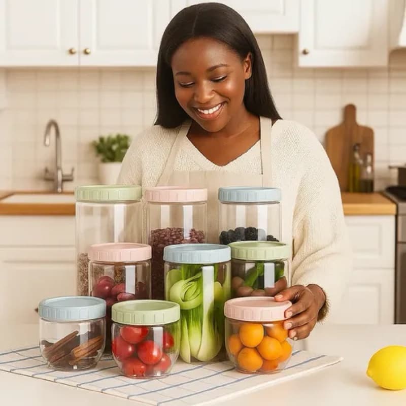 Conjunto 3 Potes Plástico com Tampa Sortida Hermético Mantimentos Cozinha Freezer Microondas Multiuso