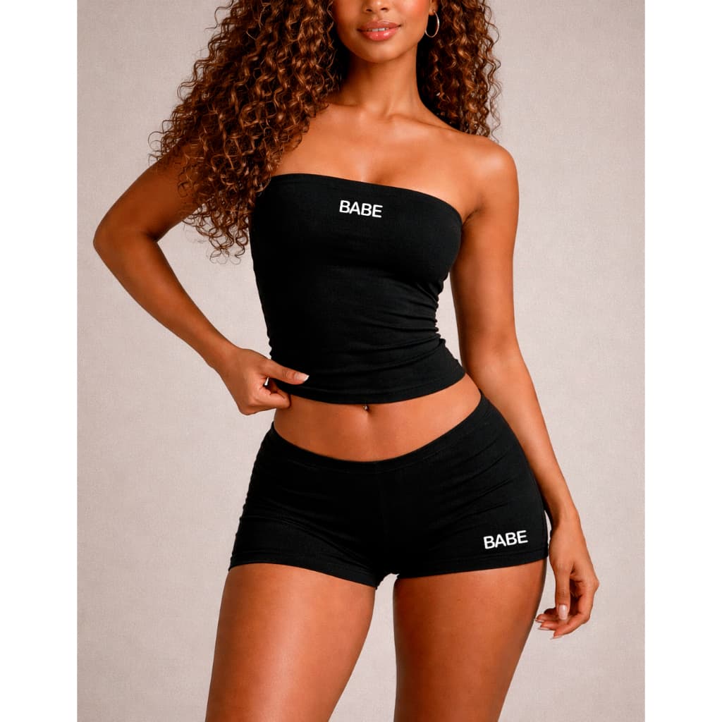Conjunto Feminino Shorts Curto + Blusinha Academia Estampado