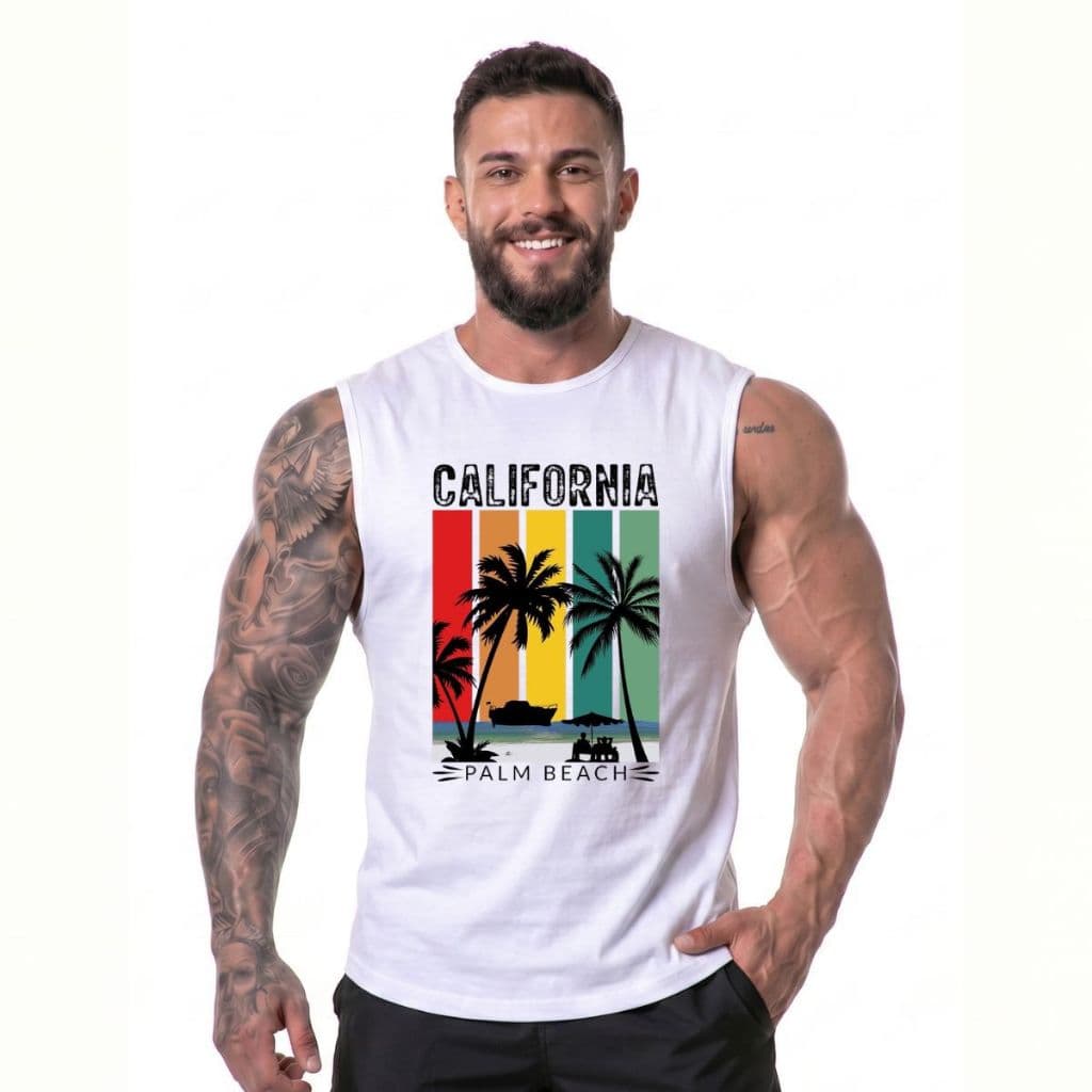 Regata Machão California Beach Praia Tropical Masculina Longline