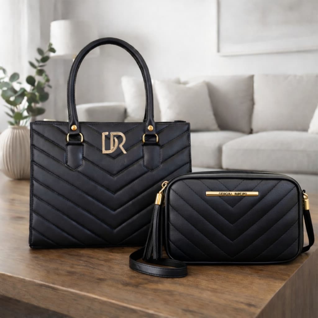 Bolsa Feminina Média Espaçosa Alça de Ombro Tiracolo + Bolsa Pequena Estilosa Transversal Tendência