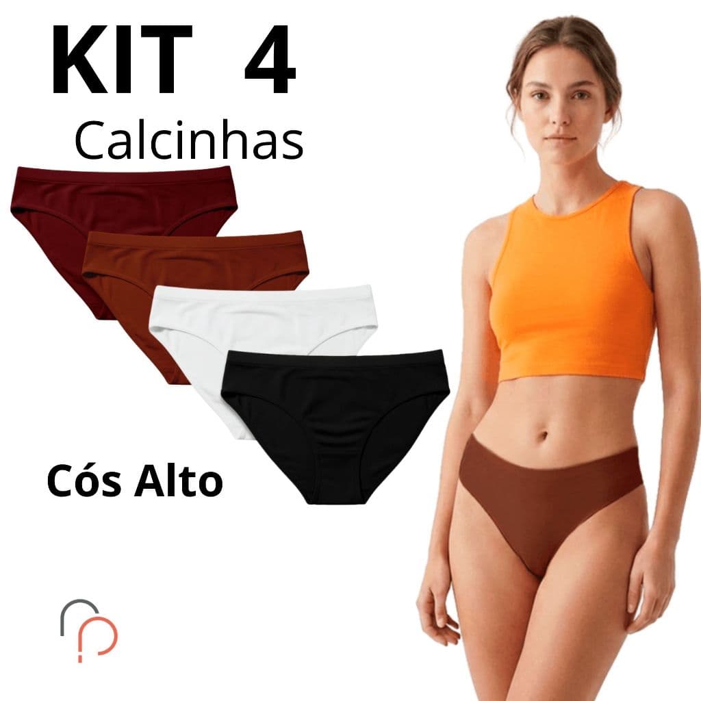Kit 4 Calcinhas MIcrofibra Rafa Parize Cós Alto Confortável