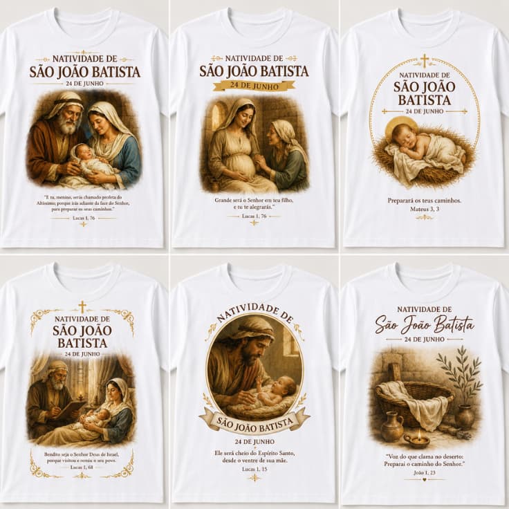 Camiseta Católica Natividade de São João Batista, Unissex • Fé • Devoção • 24 de Junho