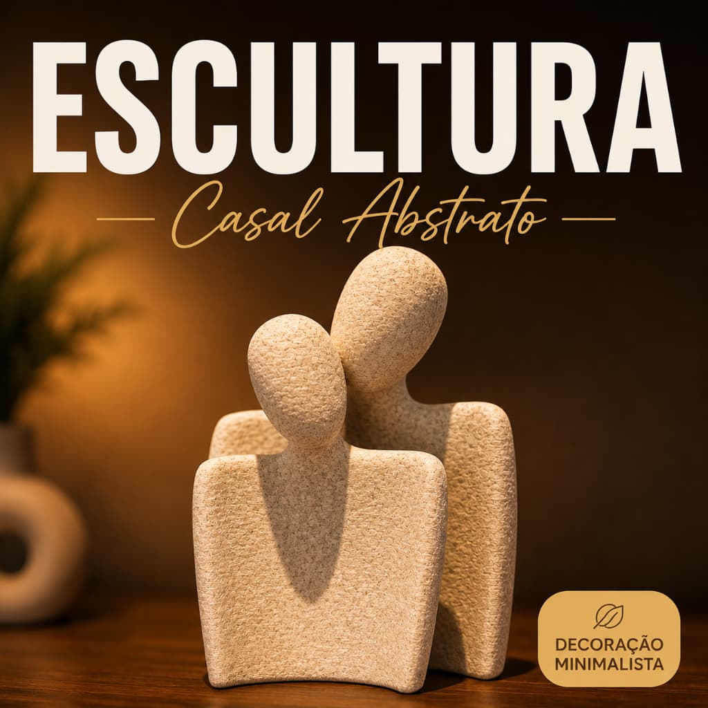 Decoração Escultura Casal Abstrato Decorativa | Estatua Enfeite Minimalista Moderno para Sala e Presente Romântico