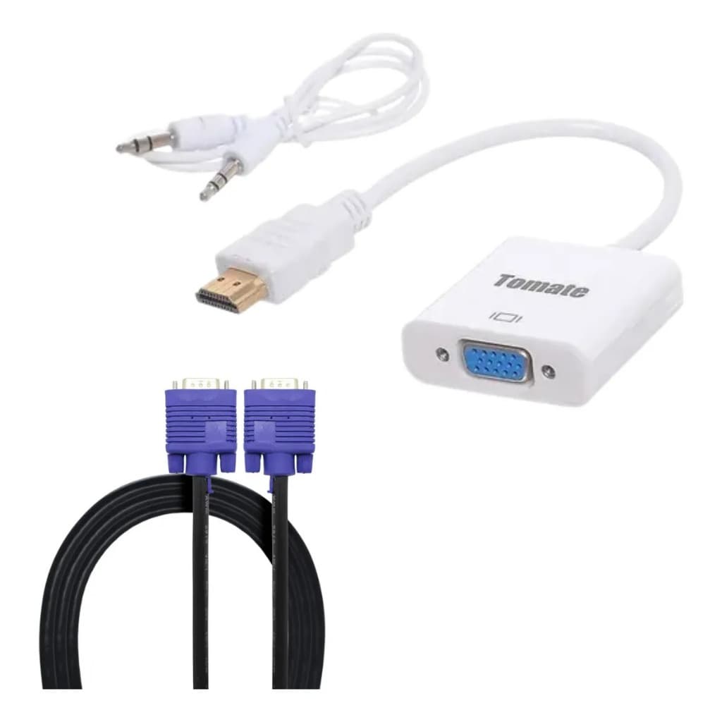 Kit 1 Conversor Hdmi/vga + 1 Cabo Vga