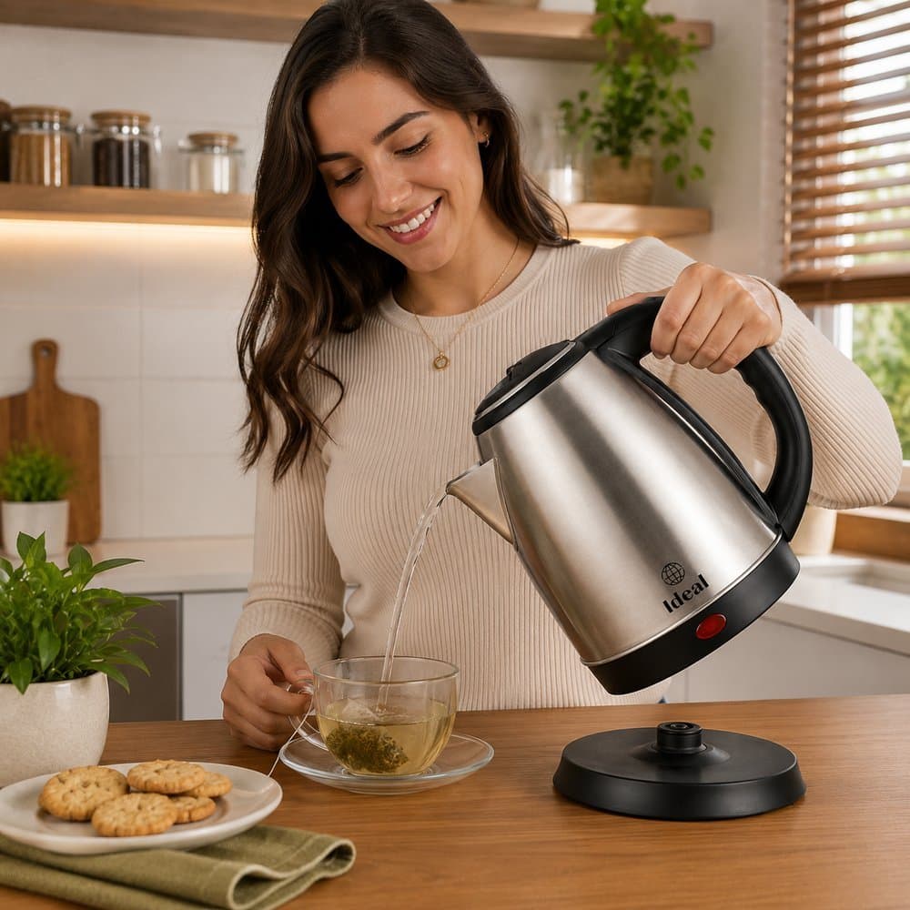 Chaleira Elétrica de Aço Inox 1,8L - 220V - Fervura Rápida com Desligamento Automático
