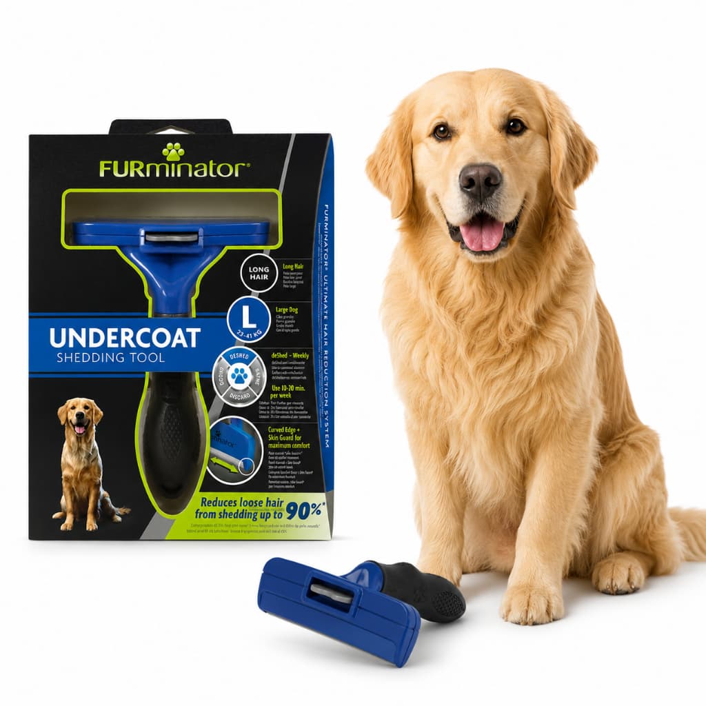 Rasqueadeira pente e escova FURMINATOR para Cães de Grande porte com Pelos Longos,  Cor Azul