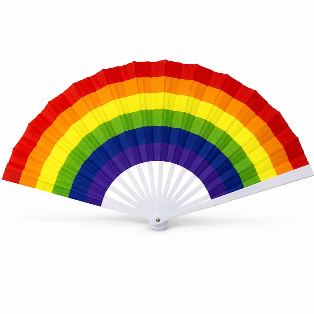 Leque de Mão Arco-Íris LGBT Dobrável para Festa Carnaval Parada Gay Festival Colorido
