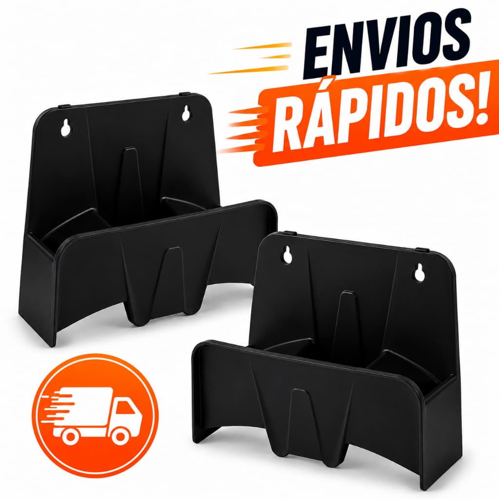 ENVIOS RÁPIDOS | Kit 2 Suportes Para Mangueira Jardim Enrolador De Parede Preto Resistente Alta Durabilidade.